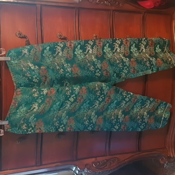 Vtg 1960 Chinese Traditional Floral Satin Brocade 2pc Set SZ Large - Picture 9 of 9